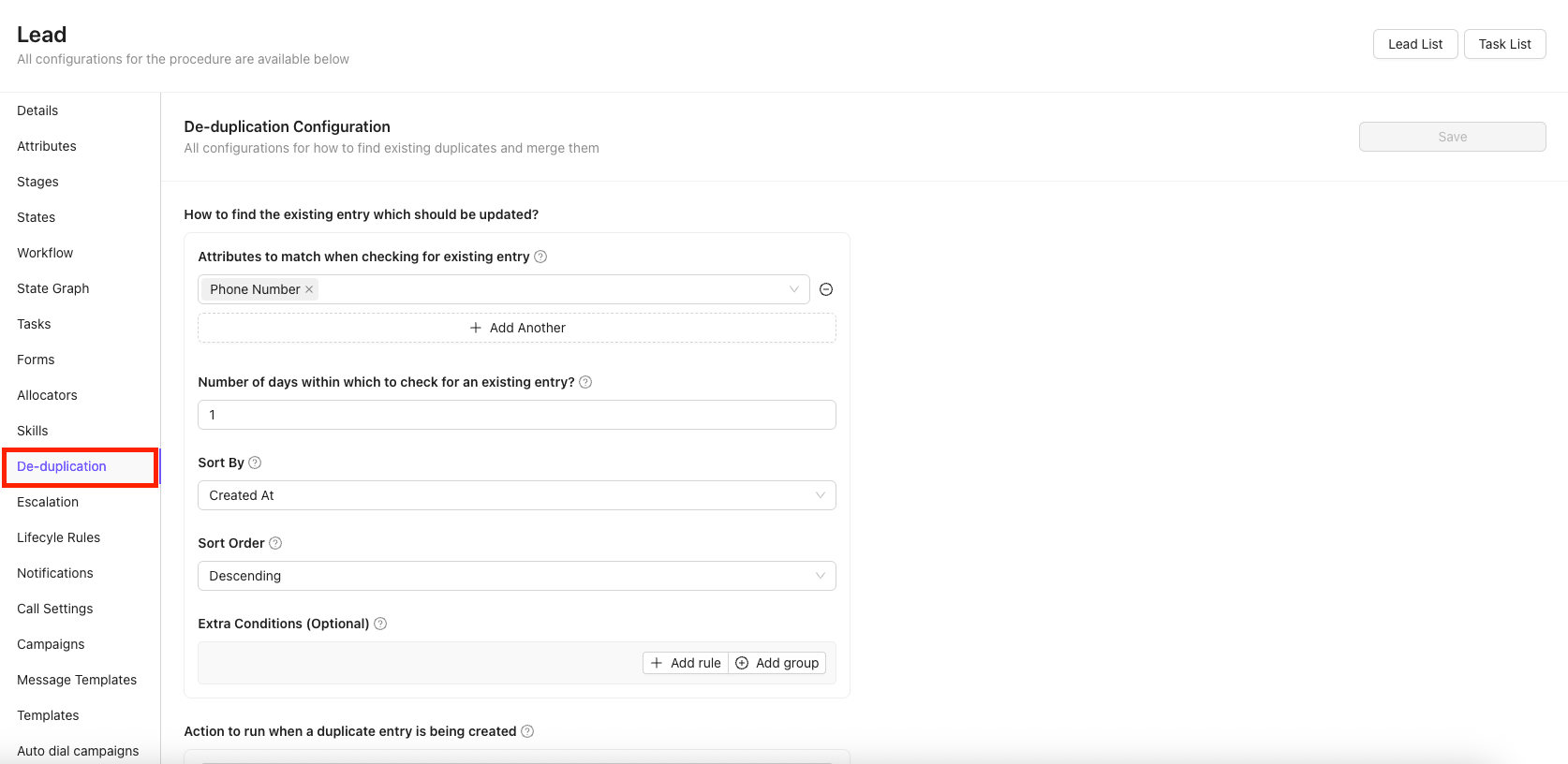 Leads - De-Duplication