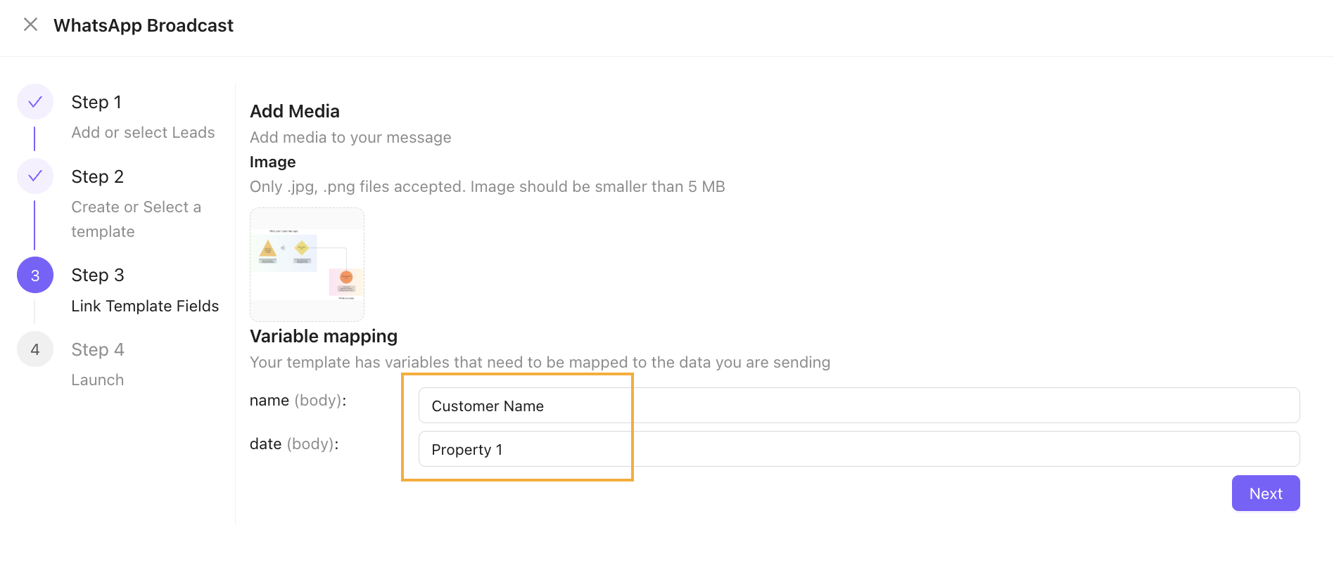 Link Template Fields