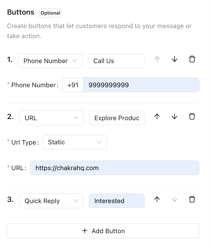 Add Button Text or URL