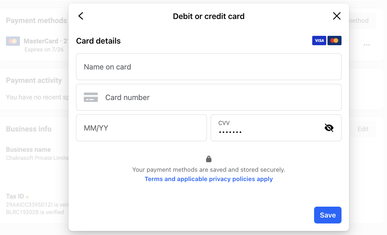 nter Payment Details