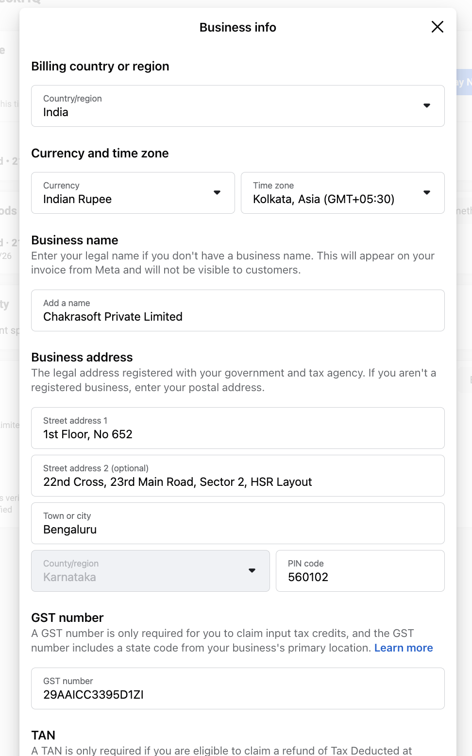 Edit Business info