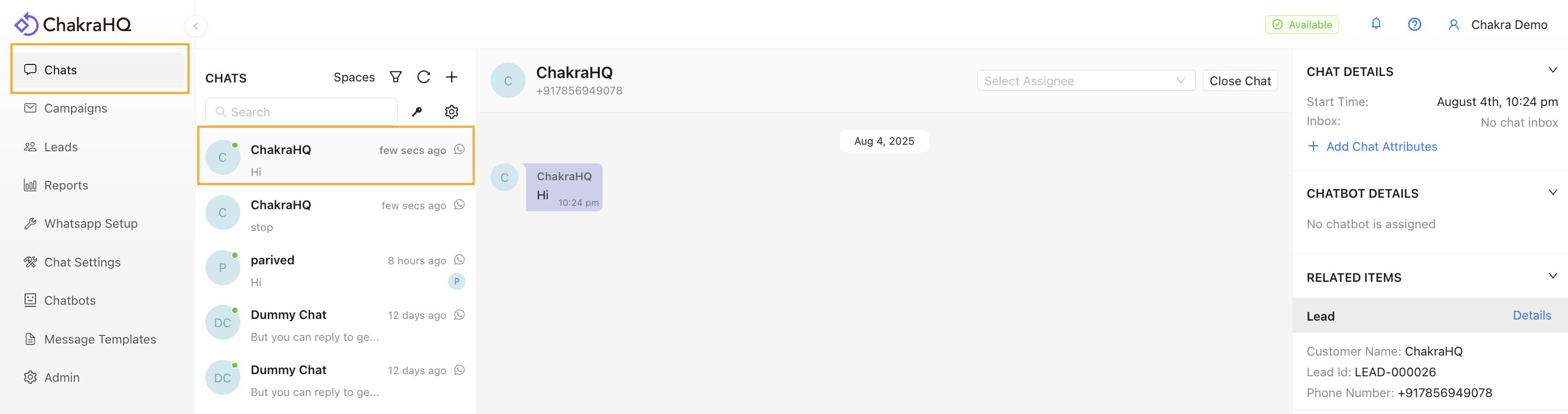 Track Incoming Message