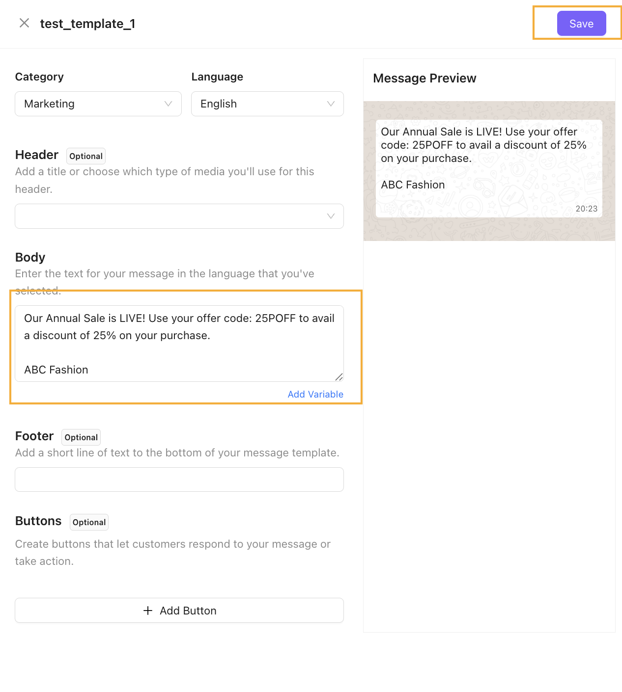 Add message body
