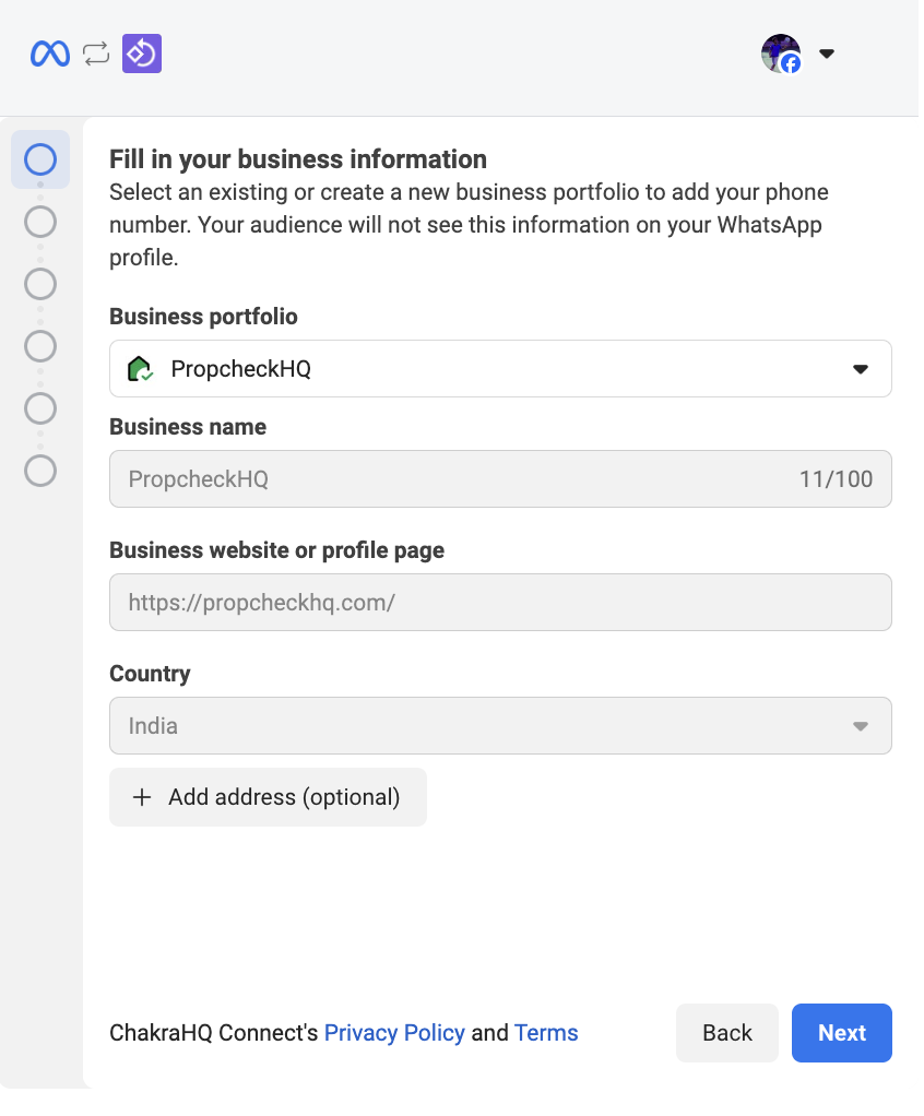 Enter Business Information