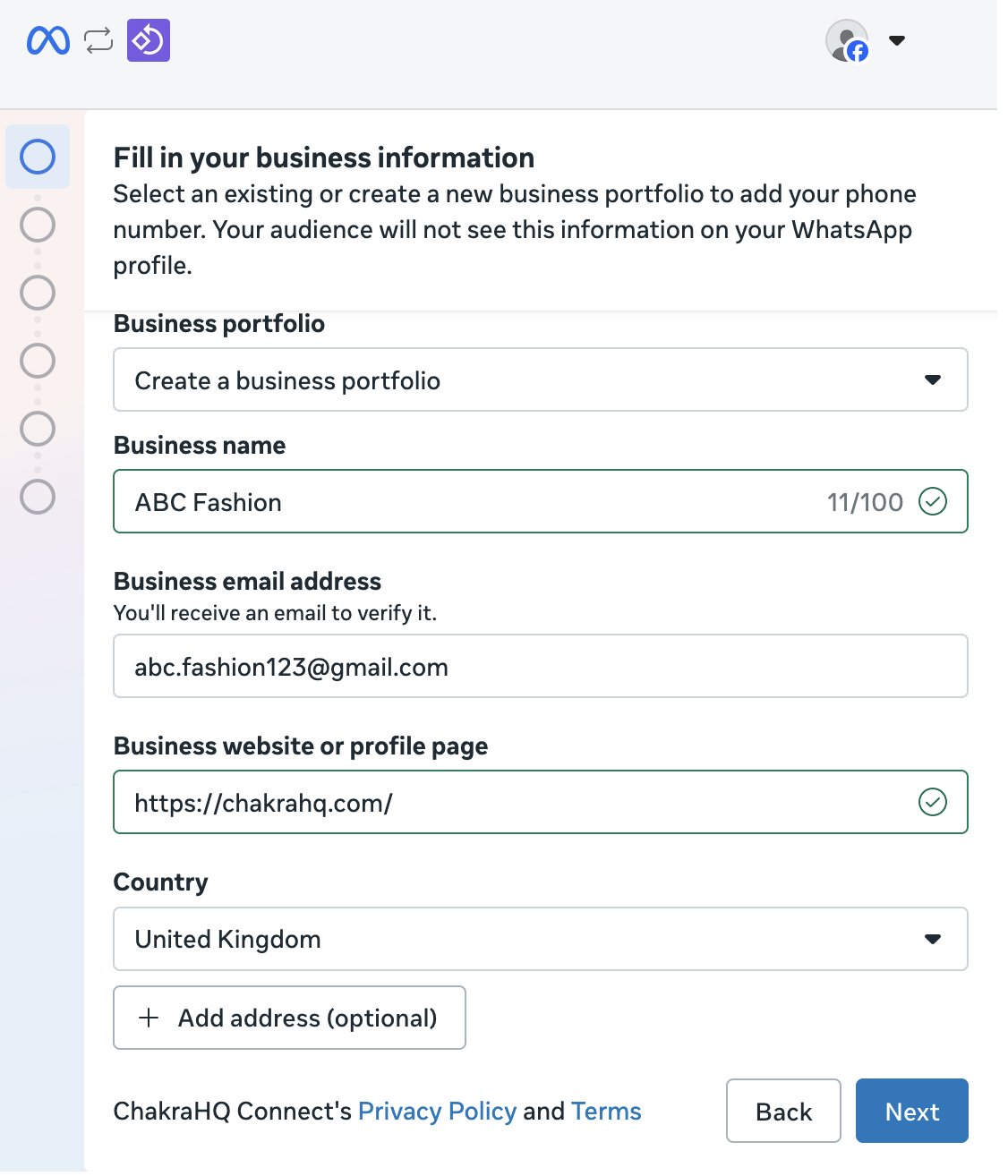 Create WhatsApp Business Profile