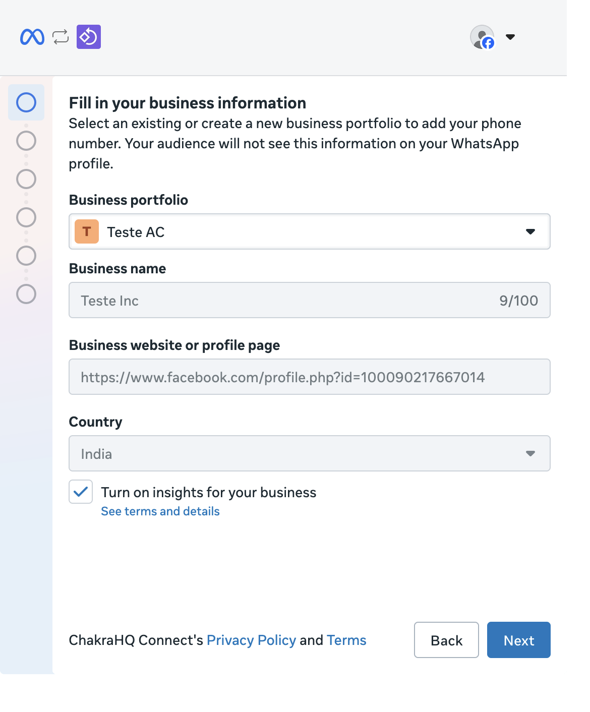 Enter Business Information