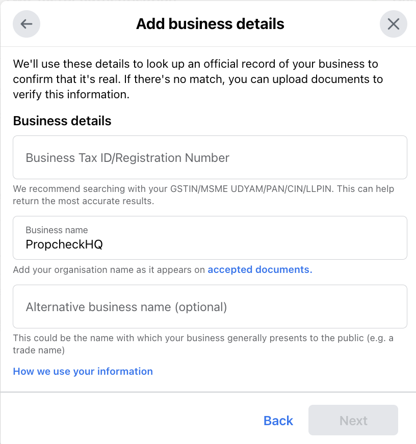 Add Business Details
