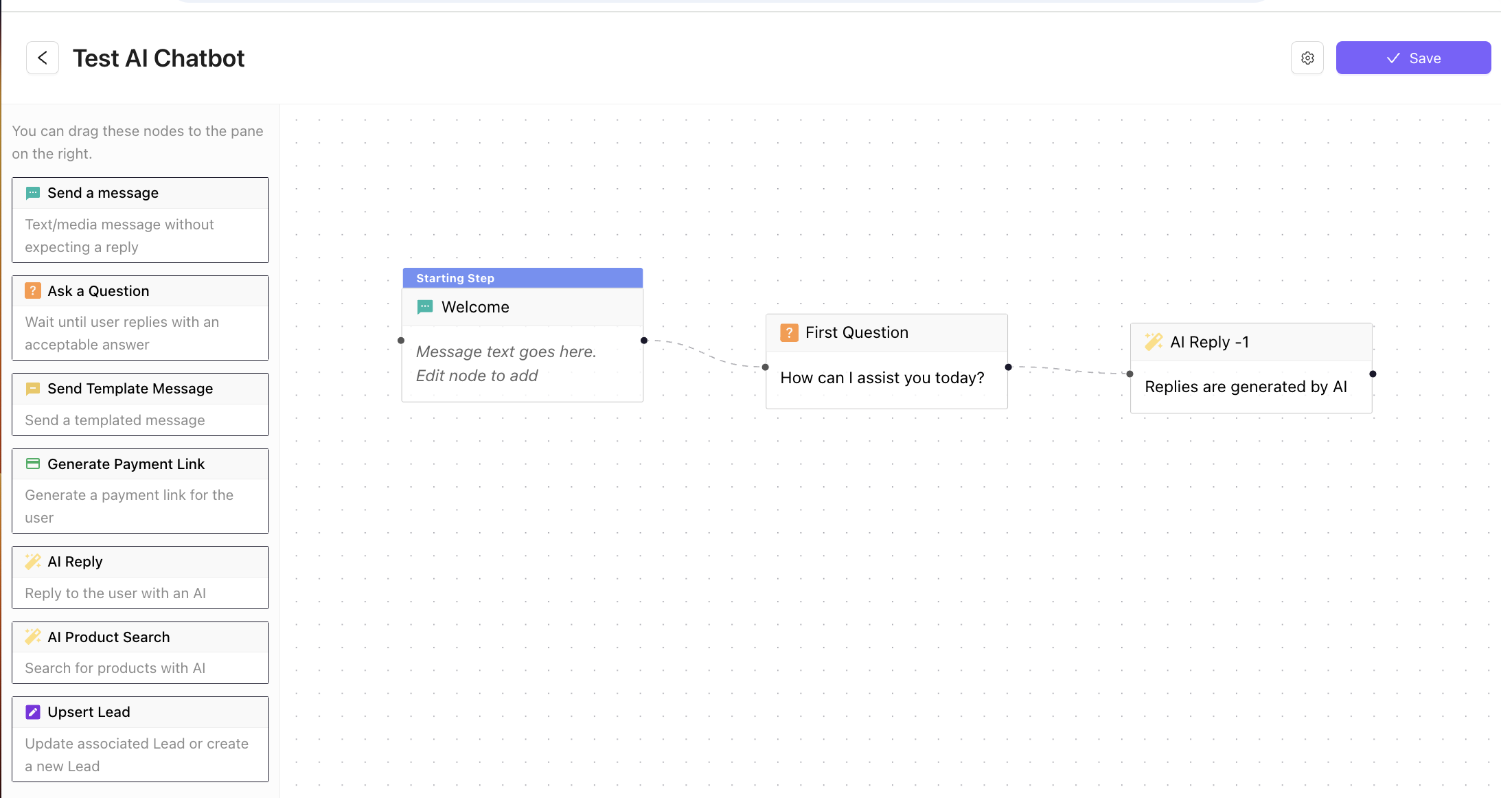 Create AI chatbot flow