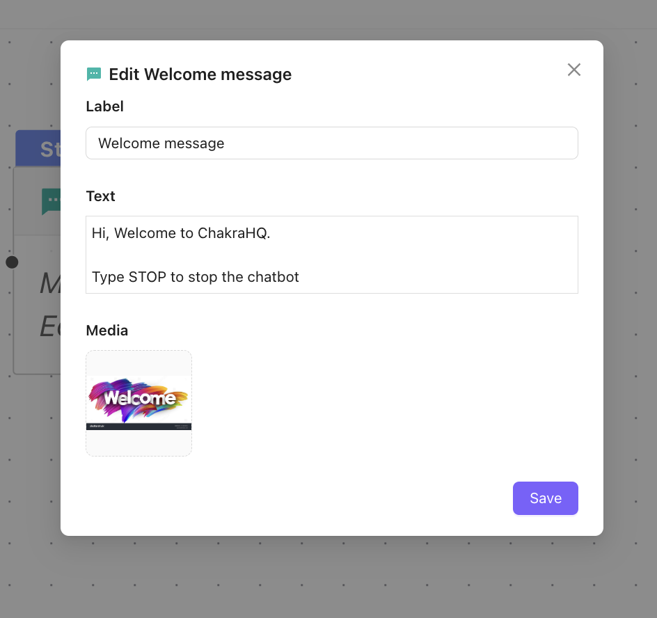 Welcome Message Node