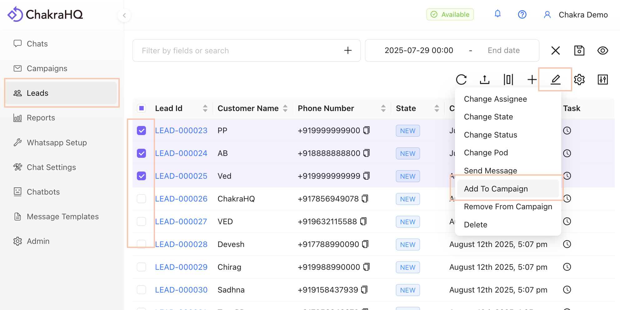 Adding Leads to Campaign Steps