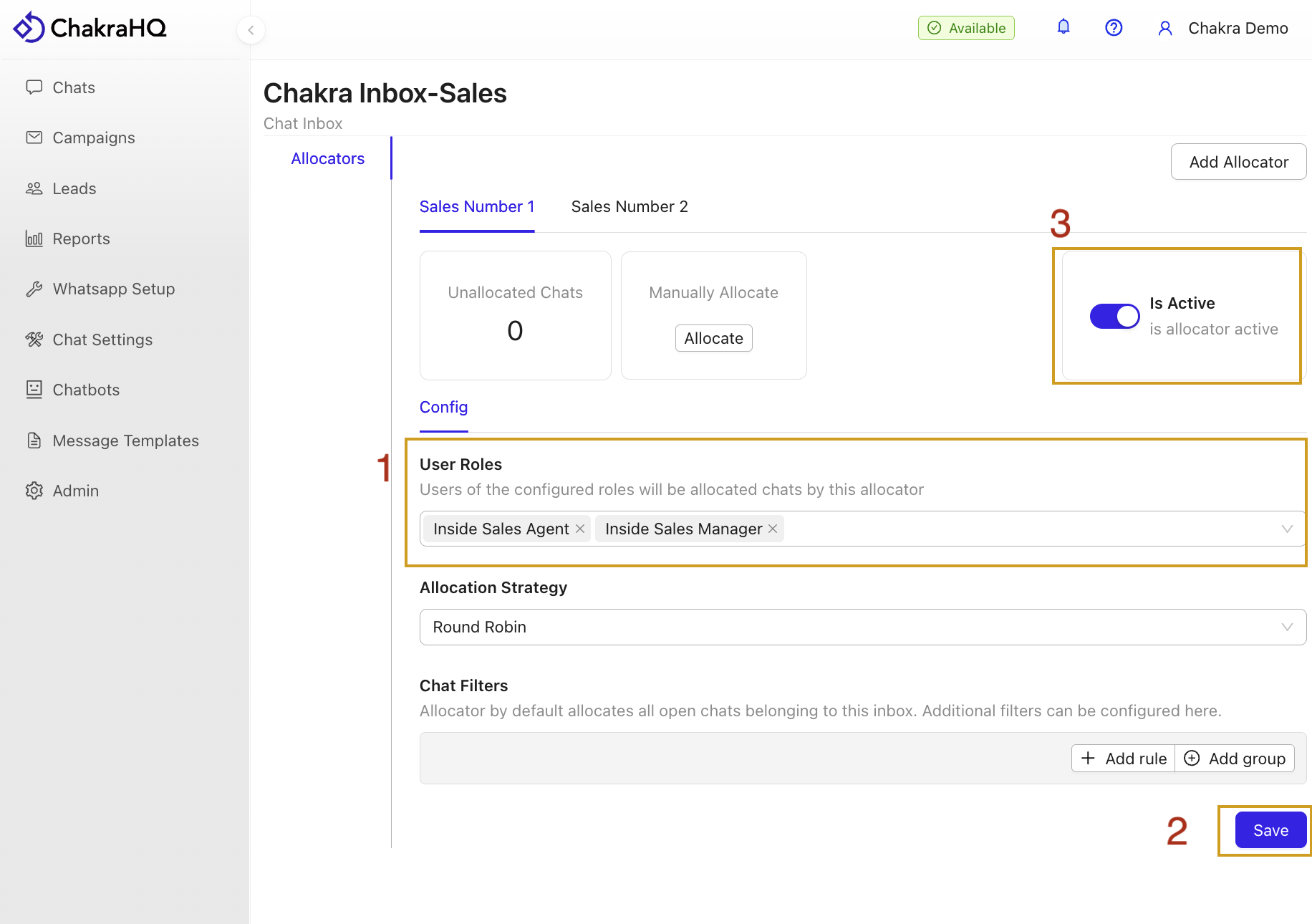 Create Chat Inbox Mapping