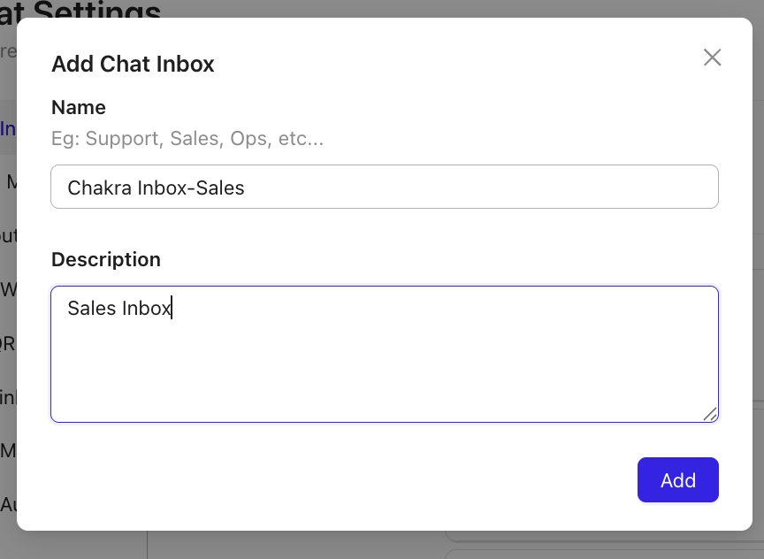Configure Chat Inbox