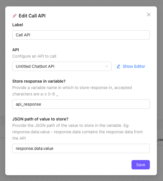 Call API Node Configuration